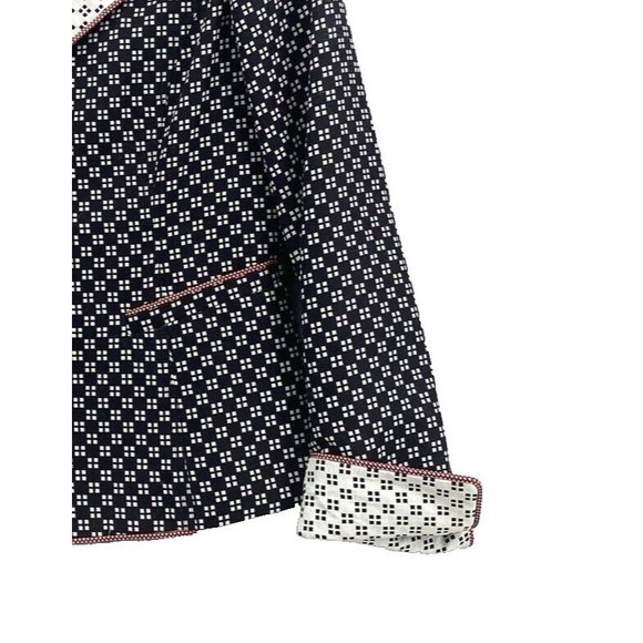 Nina McLemore Blazer Size 4 Career Blue Contrast Print Geometric Button - Picture 4 of 11